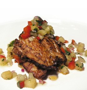 Blackened Mangrove Snapper, Pineapple Salsa